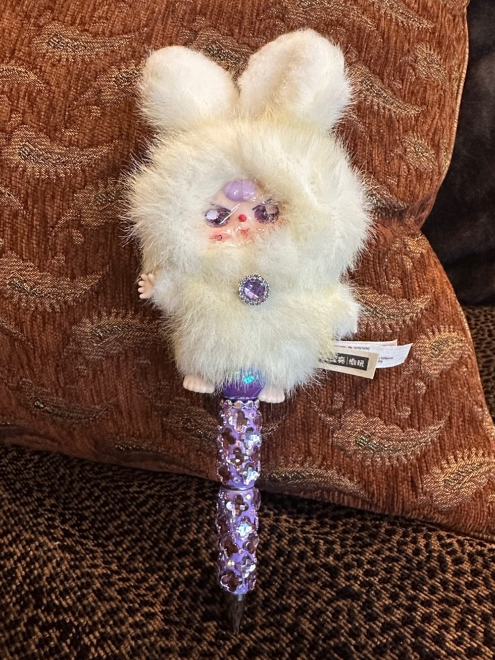 Gorgeous Hand Crafted Pen with an Authentic  Baby Three Bunny as the Focal